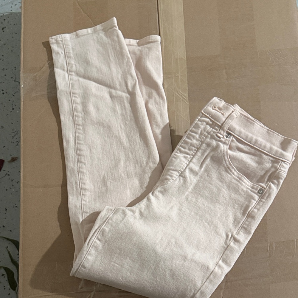 Express Women's Light Cream Straight Leg Jeans